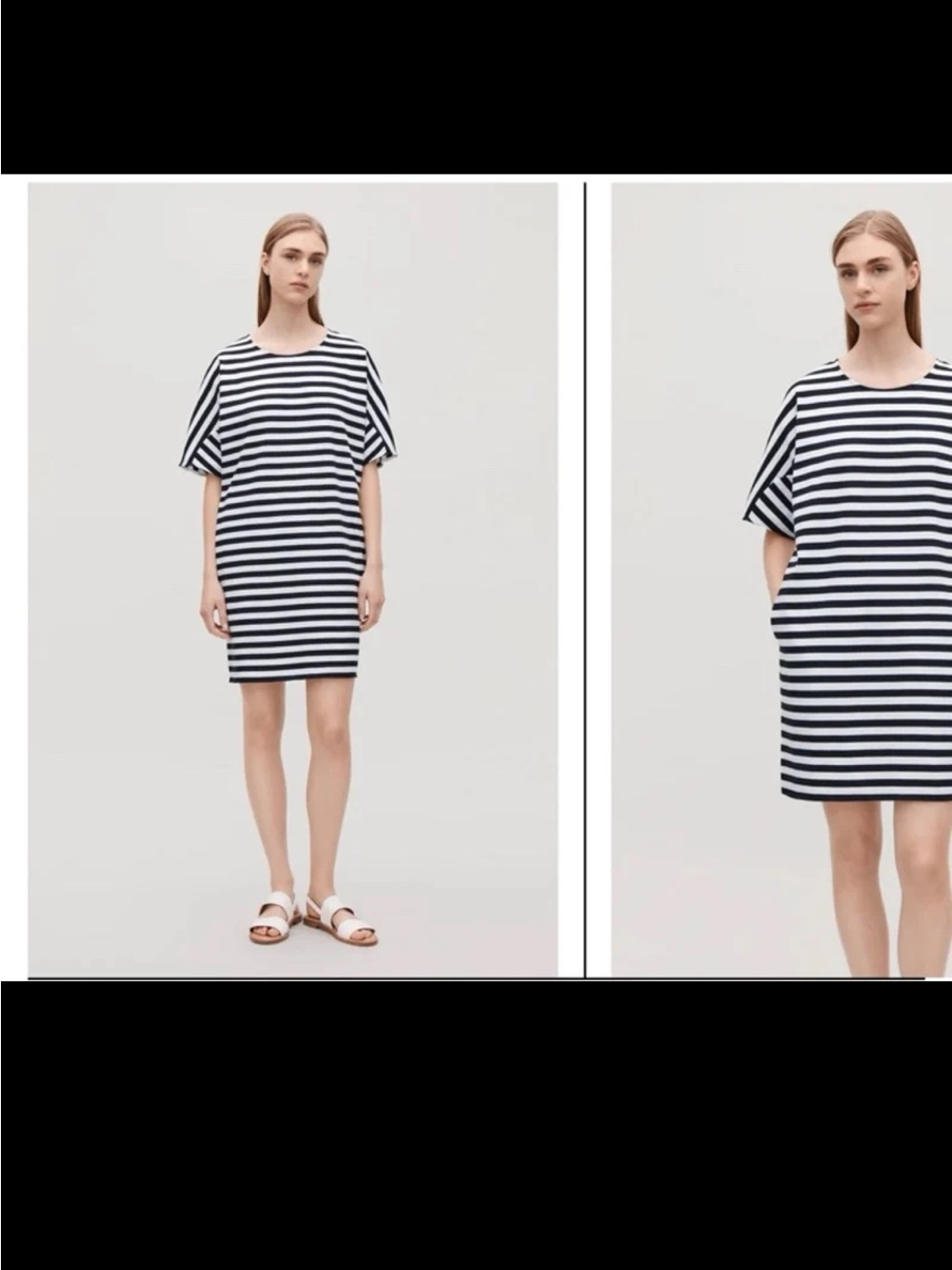 COS Stripe Boxy Tunic Mini Dress Dense Jersey Cotton Size Medium - Picture 4 of 12